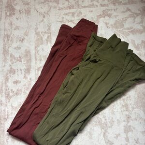 Aerie Women's Olive and Maroon Leggings